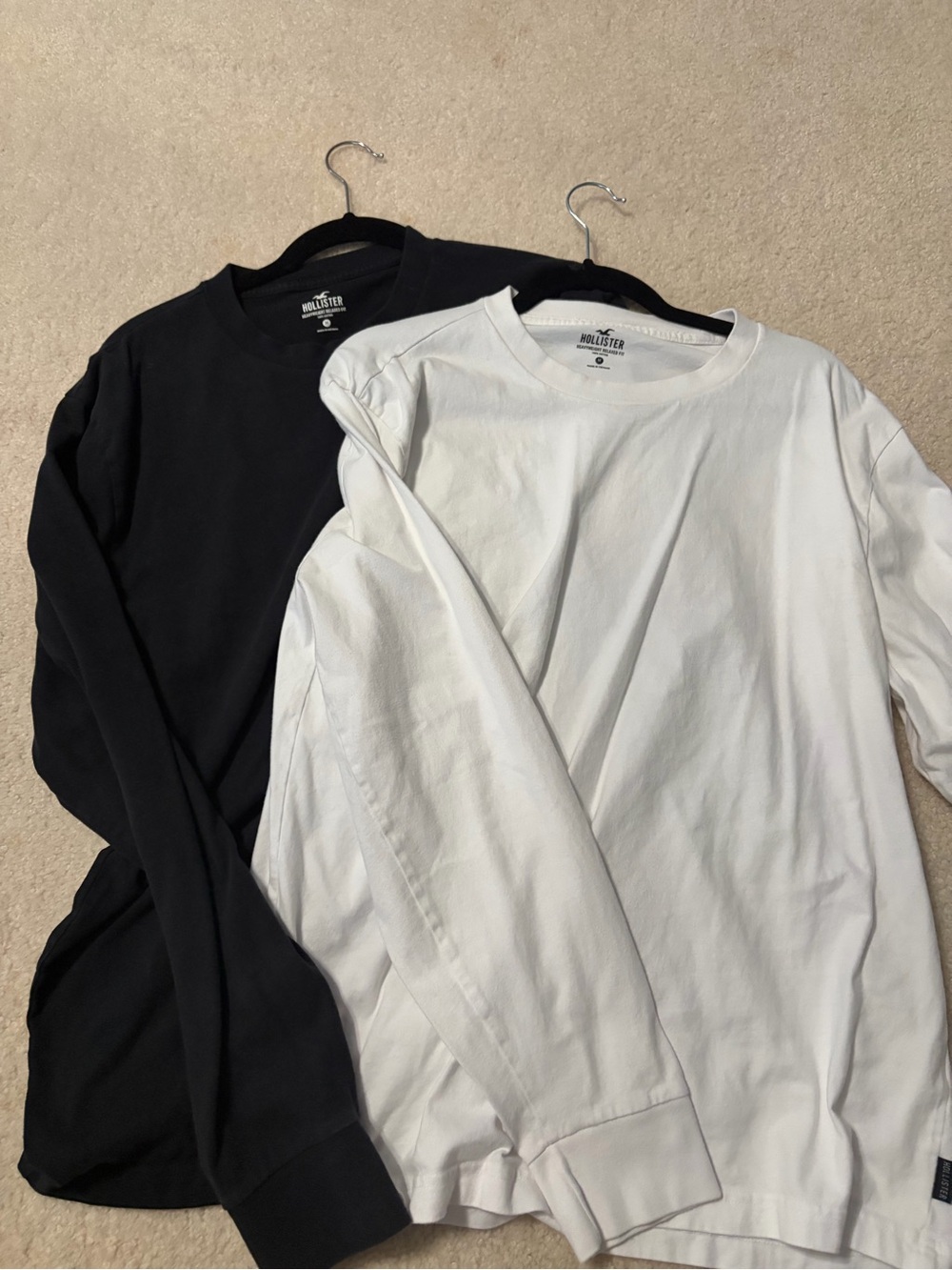 Hollister Men’s Long-Sleeve Crew Tees — Black & White Pair